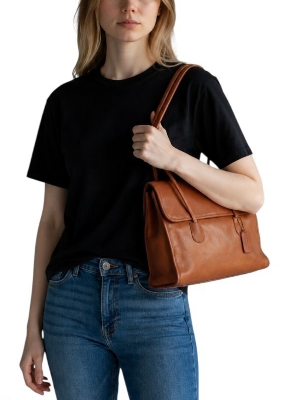 Coach Vintage Flap Leather Shopper Shoulder Bag No 4170 Made United States 1990s